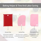 Cake Scraper Cake Decorating Comb,Cake Scraper Smoother,Flexible Plastic Dough Scraper For Bread Making,Reusable Pastry Pizza Dough Cutter Tool For Baking Cake Edge Stripe Decorating(6Pcs,Red,Pink)