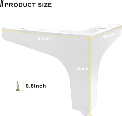 AODIOU Furniture Legs White Replacement Feet: Sofa Legs 4 Inch European Style - Image 4