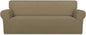 PureFit Stretch Oversized Couch Covers Fleece Sofa Slipcovers Tan | 1-Piece by PureFit
