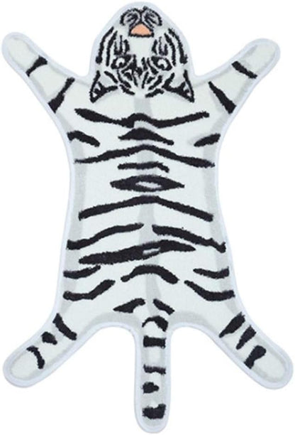 Tiger Print Rug Cartoon Cute Faux Area Rugs Fluffy Animal Print Mat Carpet Kids by yingda1992