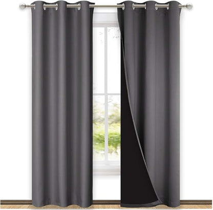NICETOWN Grey Full Shade Curtain Panels, Pair of Thermal Insulated & Energy by NICETOWN