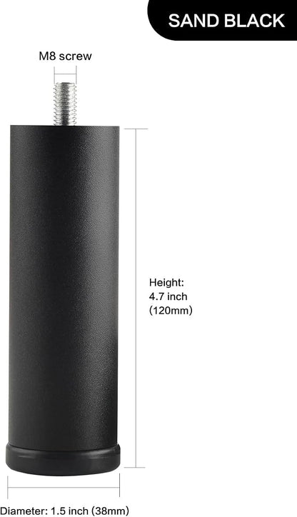 4 Pack Furniture Legs Cabinet Metal Cylinder Risers Legs M8 Screw in Support - Image 2