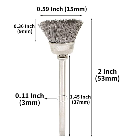 45-Piece Wire Brush Set - Metal Rust Removal, Polishing, Cleaning - Shaft 1/8″ (3mm) - Removes Burrs, Dust, and Oxide Layer - Handles Rough Surfaces - Designed for Industrial and DIY Enthusiasts
