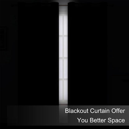 Blackout Curtains 52 x 90 Inch Long Black Curtains Set of 2 Panels Room - Image 3