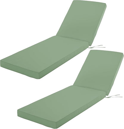 Outdoor Chaise Lounge Cushion Set of 2, Fadesafe Water-Repellent Lounge Deck by COMCAVER