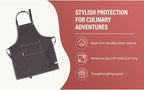 AMOUR INFINI Cotton Solid Aprons for Women with Pocket, Adjustable Strap and Waist Ties Washed Chef Aprons for Cooking, Baking and Gardening (27.5x33 Inches - Brown)
