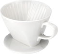 Pour Over Coffee Dripper, Ceramic Pour Over Coffee Maker with 3 Holes Flat Bottom, Easy Manual Slow Brewing, Porcelain Slow Filter Cone for Home, Office, Gift, Size 2,White