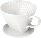 Pour Over Coffee Dripper, Ceramic Pour Over Coffee Maker with 3 Holes Flat Bottom, Easy Manual Slow Brewing, Porcelain Slow Filter Cone for Home, Office, Gift, Size 2,White