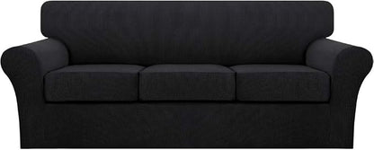 Turquoize 4 Piece Sofa Covers for 3 Cushion Couch Sofa Slipcover Soft Couch by Turquoize