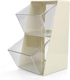 Acrylic Tea Bag Organizer Storage Box with 2 Transparent Drawers, Multi-Functional Coffee Pod K Cup Holder Container for Kitchen Home Office Organizer - White