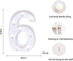 Foaky Decorative Led Marquee Light Up Number, Marquee Light Up Number Sign for Night Light Wedding Birthday Party Christmas Home Bar Decoration Number(6)