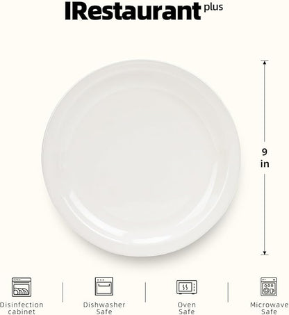 Stoneware Narrow Rim Commercial Grade Dinnerware America White, Plate 9", Case of 24