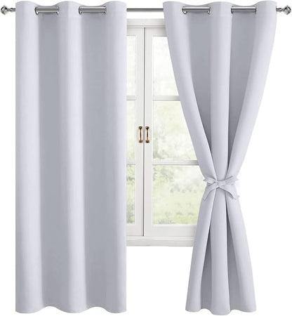 Room Darkening Curtains for Bedroom 2 Panels Greyish White, Energy Saving by Hiasan