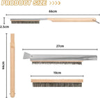Pizza Oven Brush, 26" Brush and Stainless Steel Scraper for Pizza Stone with Screwdriver and Non Scratch Heat Proof Brass Bristles, BBQ Grill Cleaning Brush Outdoor Pizza Oven and Accessories