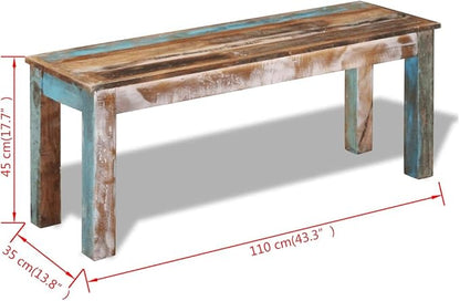 vidaXL Bench Solid Reclaimed Wood Dining Seats Outdoor Home Hall Chair Lounge - Image 9