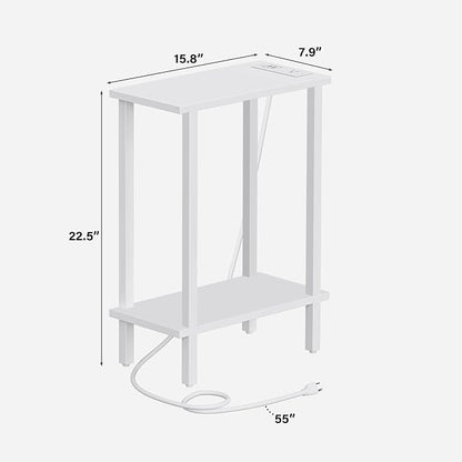 TUTOTAK Small End Table with Charging Station, Narrow Side Table with USB Ports - Image 3