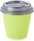 Restaurantware 8 Ounce Double Wall Disposable Coffee Cups, 500 Insulated Light Green Paper Tumblers, Ripple Wall Design, Lids Sold Separately for Hot Drinks like Tea, Hot Chocolate, and More