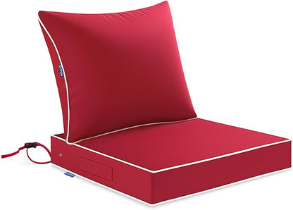 MIULEE Red Outdoor Seat Cushion 22x22 Inch Waterproof & 3 Year Fade Resistant by MIULEE