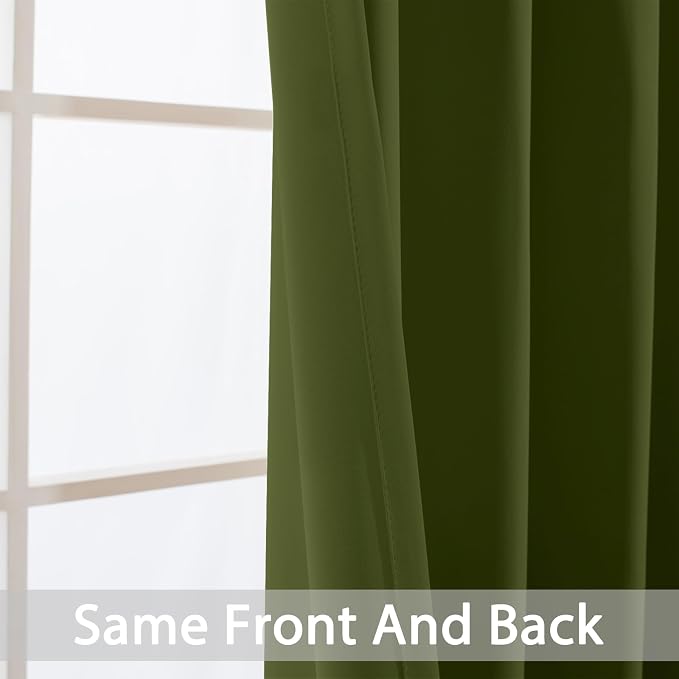 Yakamok Room Darkening Curtains 62x84 inch Length Olive Green-Living Room | 2 - Image 3