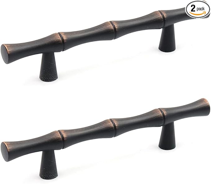 2PCS Bamboo Cabinet Pulls 3 Inch Hole Distance Dresser Handle Black and Red by Tighall