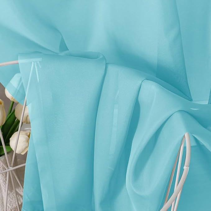 Aqua Sheer Curtains 78 Inches Long 2 Panels - Image 5