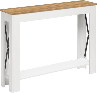 YATINEY Farmhouse Console Table, 39.4'' Small Narrow Entryway Table, Wood Couch by Yatiney
