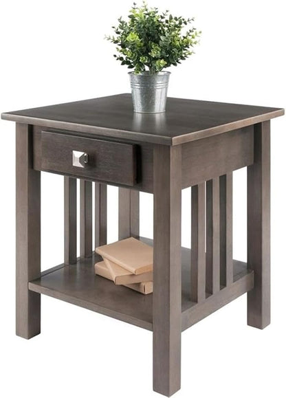 Pemberly Row Transitional Solid Wood Storage End Table, Oyster Gray Finish - Image 3