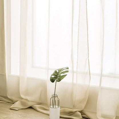MIULEE 2 Panels Sheer Curtains for Living Room 54 X 72 Inches Beige | Window - Image 5