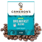 Cameron's Coffee Roasted Whole Bean Coffee, Decaf Breakfast Blend, 4 Pound