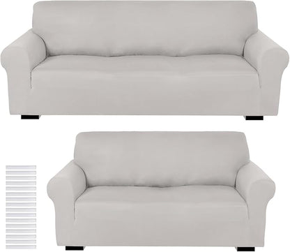Peryiter 2 Pcs Sofa Covers Couch and Loveseat Covers Set Stretch Sofa Slipcover by Peryiter