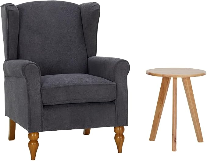 Upholster Accent Armchair & Side Table 2-Piece Set, Chenille Vintage Style by YABTOP