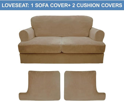 CUCRAF T Cushion Sofa Cover 3 Piece Loveseat Slipcovers, Soft Thick Velvet - Image 5