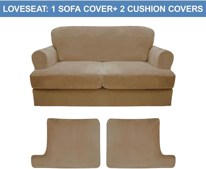 CUCRAF Cushion Sofa Cover 3 Piece Slipcovers, Soft Thick Velvet Couch Cover - Image 5