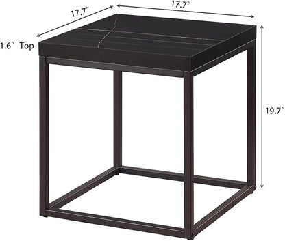CENSI Modern Square End Table, Extra Thick 1.6" Wood Top & Metal Frame - Image 3
