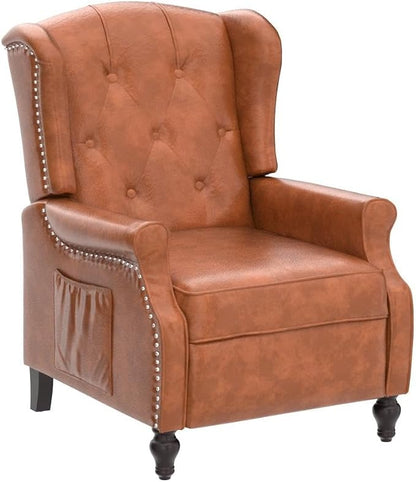 Wingback Recliner Chair with Massage and Heat Tufted PU Leather Push Back - Image 5
