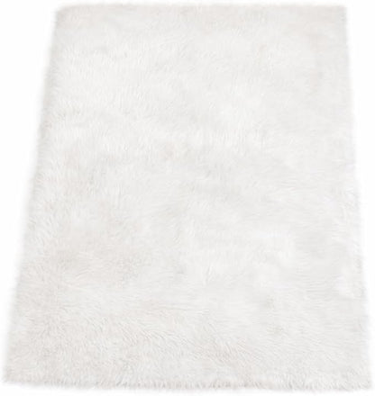 Goolela White Area Rug 5x7 Fluffy Fuzzy Furry Sheepskin Rug by Goolela