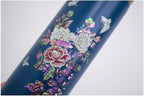 Mother of Pearl Design Stainless Steel Water Bottle 10.1 oz Leakproof Screw Cap Wide Mouth Double Wall Vacuum Insulated Travel Sport Water Flask Thermo Mug (Peony Blue)