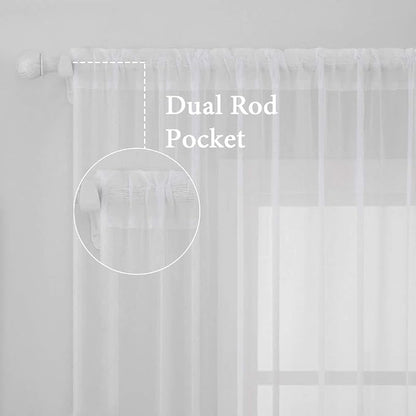 MIULEE 2 Panels White Sheer Curtains - Image 2