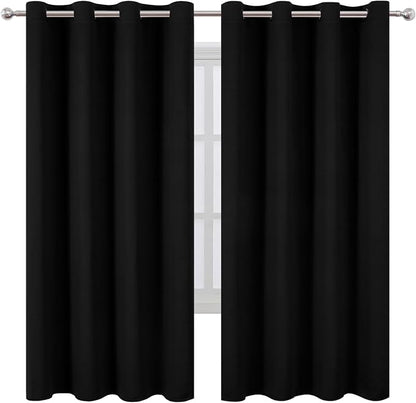 Blackout Curtains 66 x 72 Inch Long Black Curtains Set of 2 Panels Room - Image 2