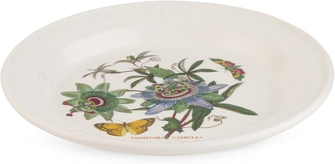 Portmeirion Botanic Garden Harmony 10.5" Dinner Plate, Papilio Amber & Blue Passion Flower - Earthenware Dish for Tableware & Picnic - Dishwasher & Microwave Safe, Floral Spring Dinnerware