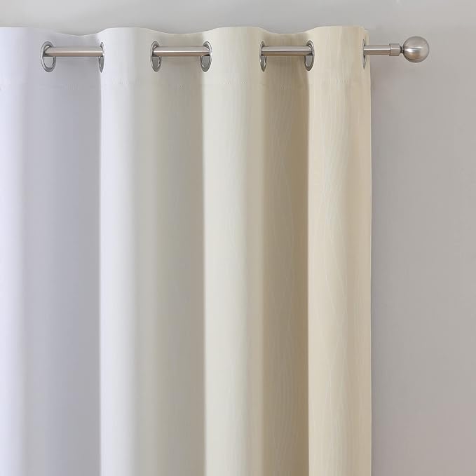 Beige and Greyish White Ombre Blackout Curtains Living Room 72 Inches Long | - Image 4