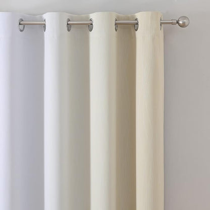 Beige and Greyish White Ombre Blackout Curtains Living Room 72 Inches Long | - Image 4