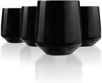 Drinique Unbreakable Stemless Wine Glasses (Set of 4) 12oz Tritan Plastic Stemless Glassware for Indoor or Outdoor Use - Black
