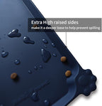 Hoki Found Large Waterproof Silicone Pet Food Mats Tray - Non Slip Pet Bowl Mats Placemat - Dog Pet Cat Feeding Mat - Dog Cat Food Mats -Pet Water Mats for Floors - French Navy