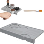 Upgraded Silicone Tamping Mat & Brush, Tamper Mat for Espresso Machine, Waterproof Heat Resistant Tamp Station for Home Baristas Tools, Gray