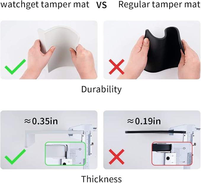watchget Tamping Mat, Espresso Coffee Tamper Mat, Grey Silicone Food Grade Pad, Dustproof, Coffee Tamp Station, Espresso Accessory, Waterproof and Heat Resistant (8inX6in)