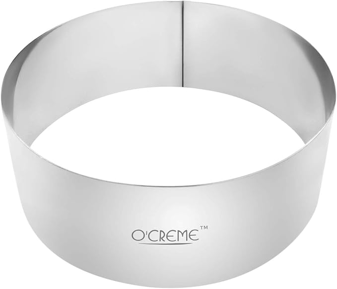 O'Creme Cake Ring Sturdy Stainless Steel Round Mousse Cake Ring Mold for Baking, Dessert Cake Decorating Pastry Rings 8 Inch Diameter x 2-3/4 Inch High