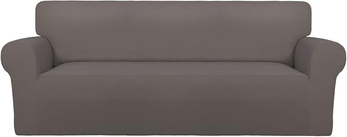 PureFit Stretch Oversized Couch Covers Fleece Sofa Slipcovers Taupe | 1-Piece by PureFit