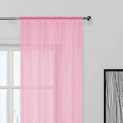 SpaceDresser Sheer Voile Window Treatment Rod Pocket Curtain Panels - Image 3
