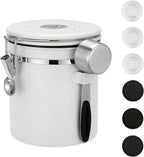 ShanSon Coffee Canister Airtight Coffee Container Stainless Steel Coffee Bean Storage Container with Scoop Coffee Canister for Beans Grounds Sugar Flour Tea Cereal,16OZ, White